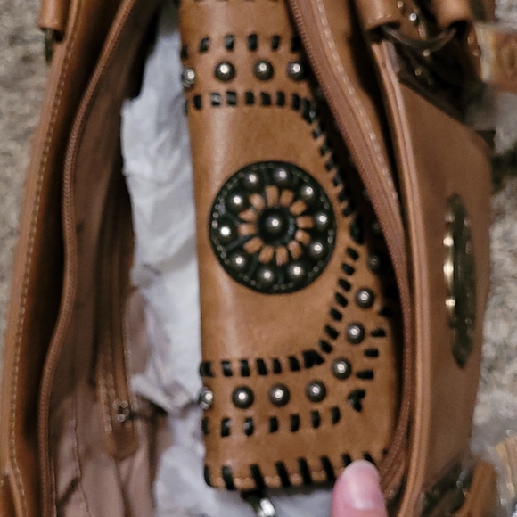 NEW-Boot Barn-Western style hand bag w wristlet/trifold wallet-Brown leather - Picture 3 of 6